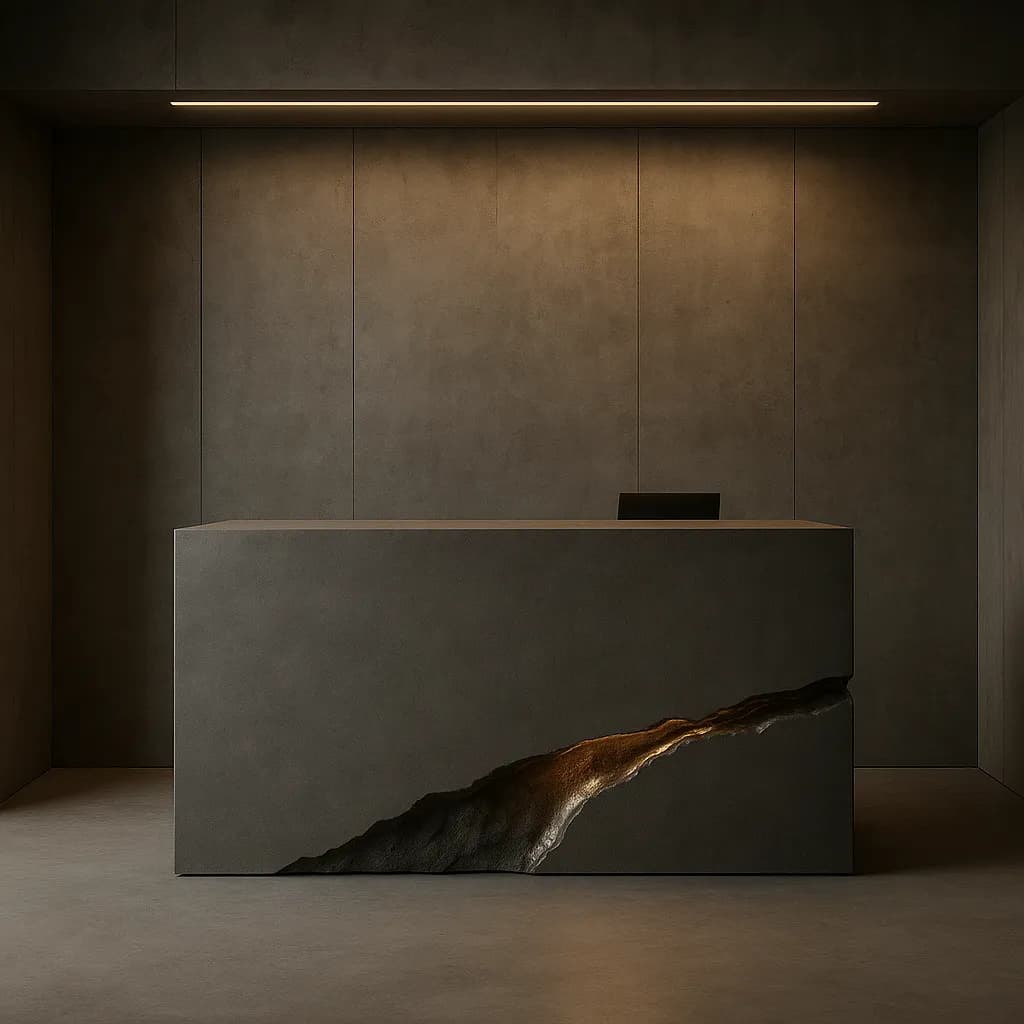 Ресепшн BASALT · скульптурний слеб